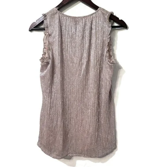 Parker Silver and Nude Sequin Top Size XS - Picture 3 of 6